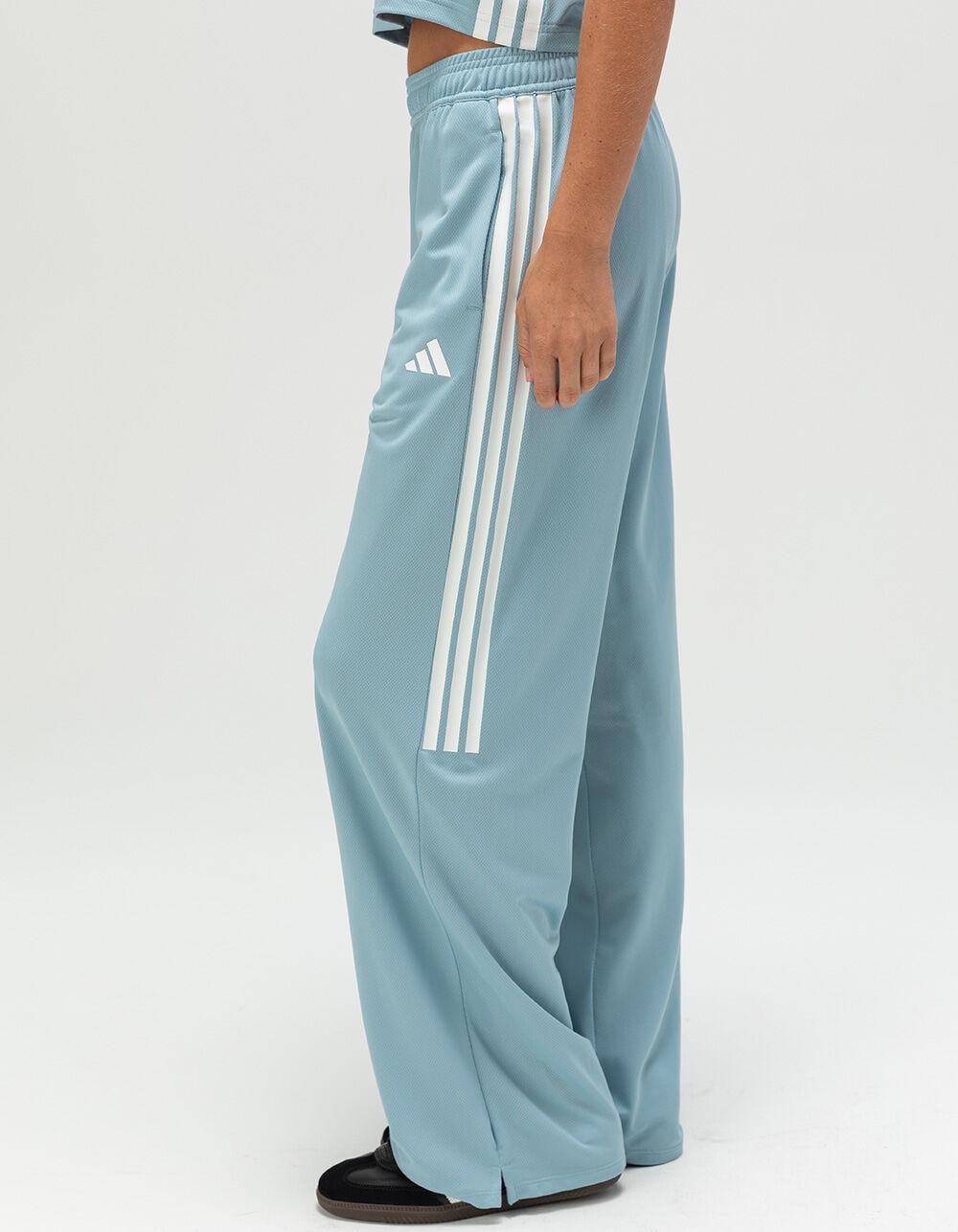 ADIDAS Tiro Cut 3-Stripes Womens Mesh Wide Leg Pants - DUSTY BLUE Product Image