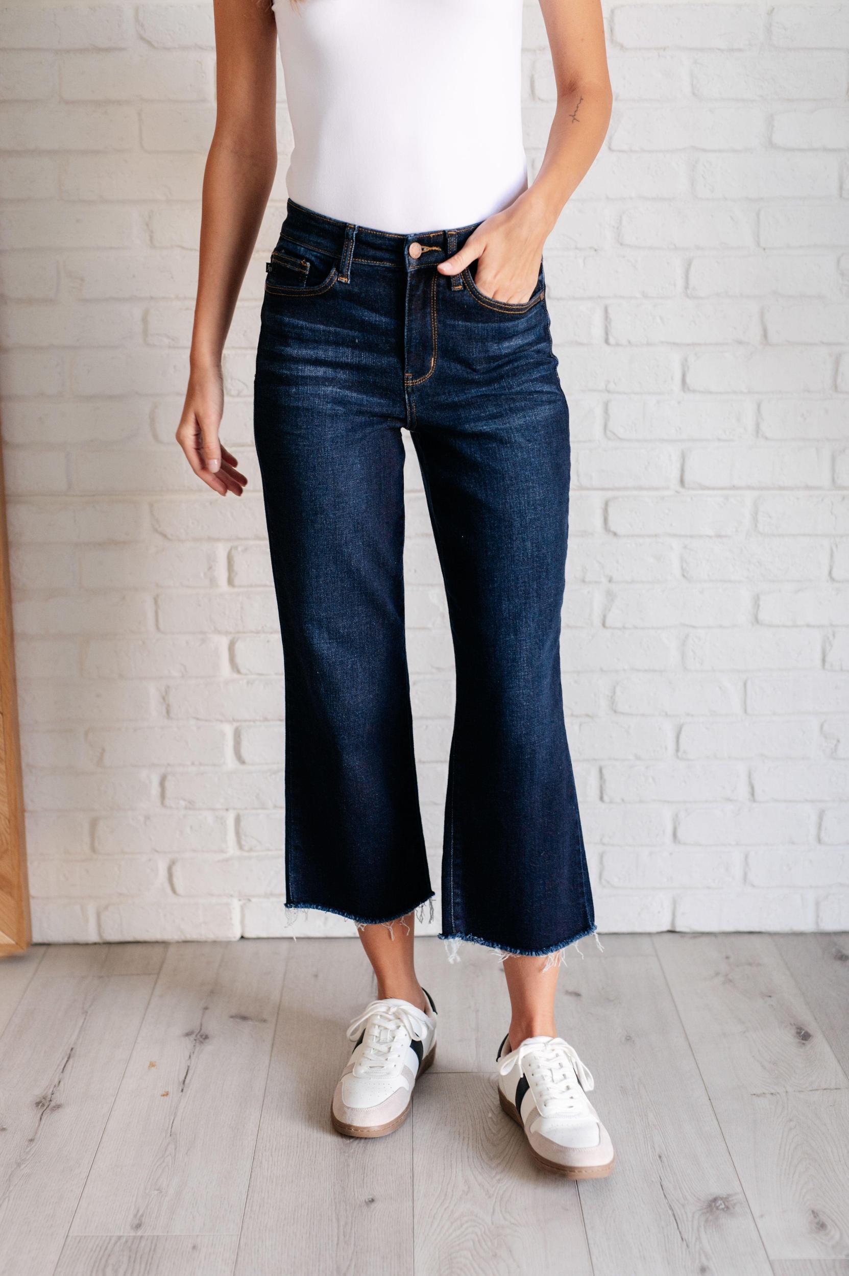 Judy Blue High Rise Cropped Wide Leg Jeans Product Image