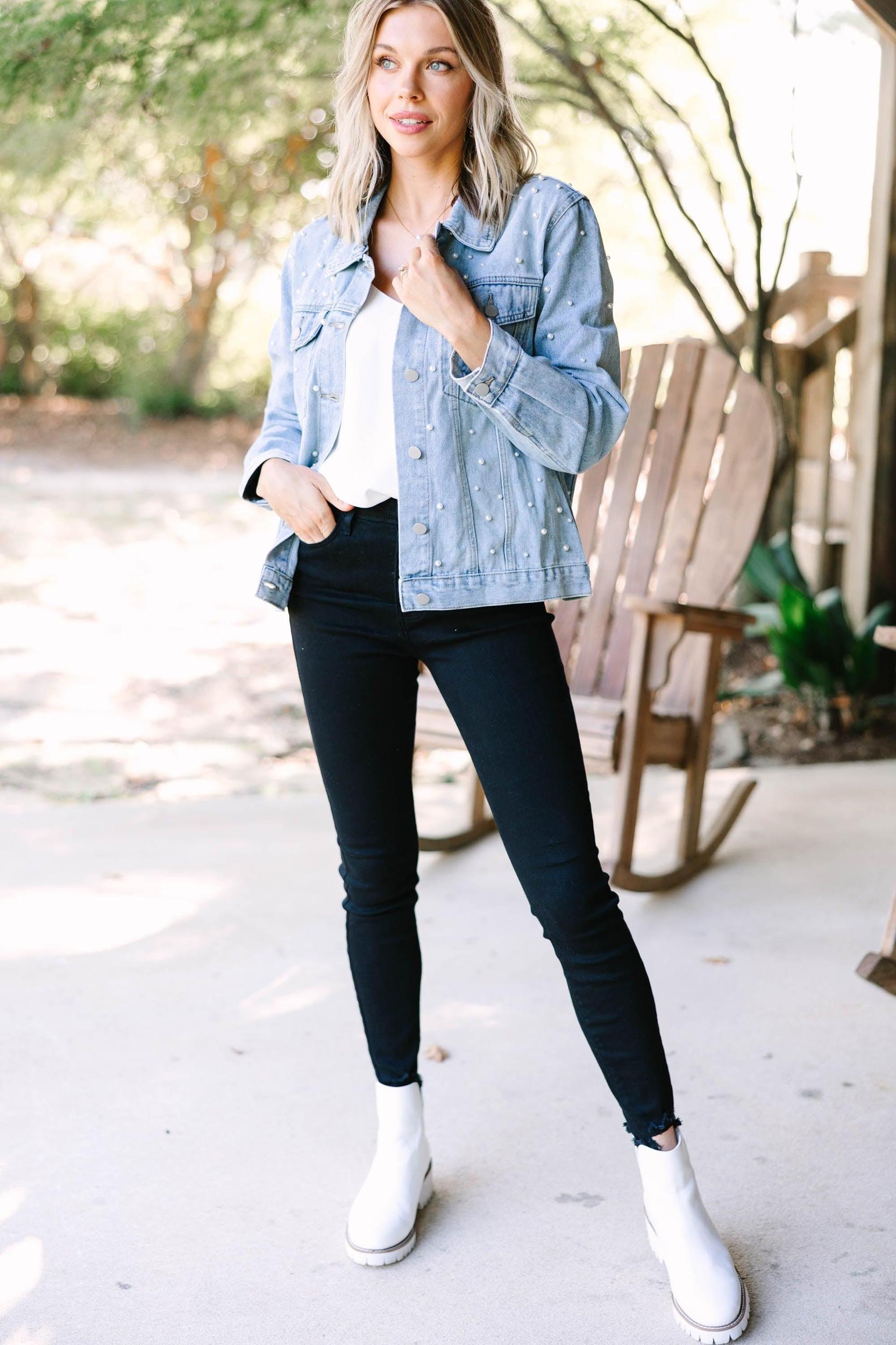 Got Their Attention Light Wash Denim Jacket Female Product Image