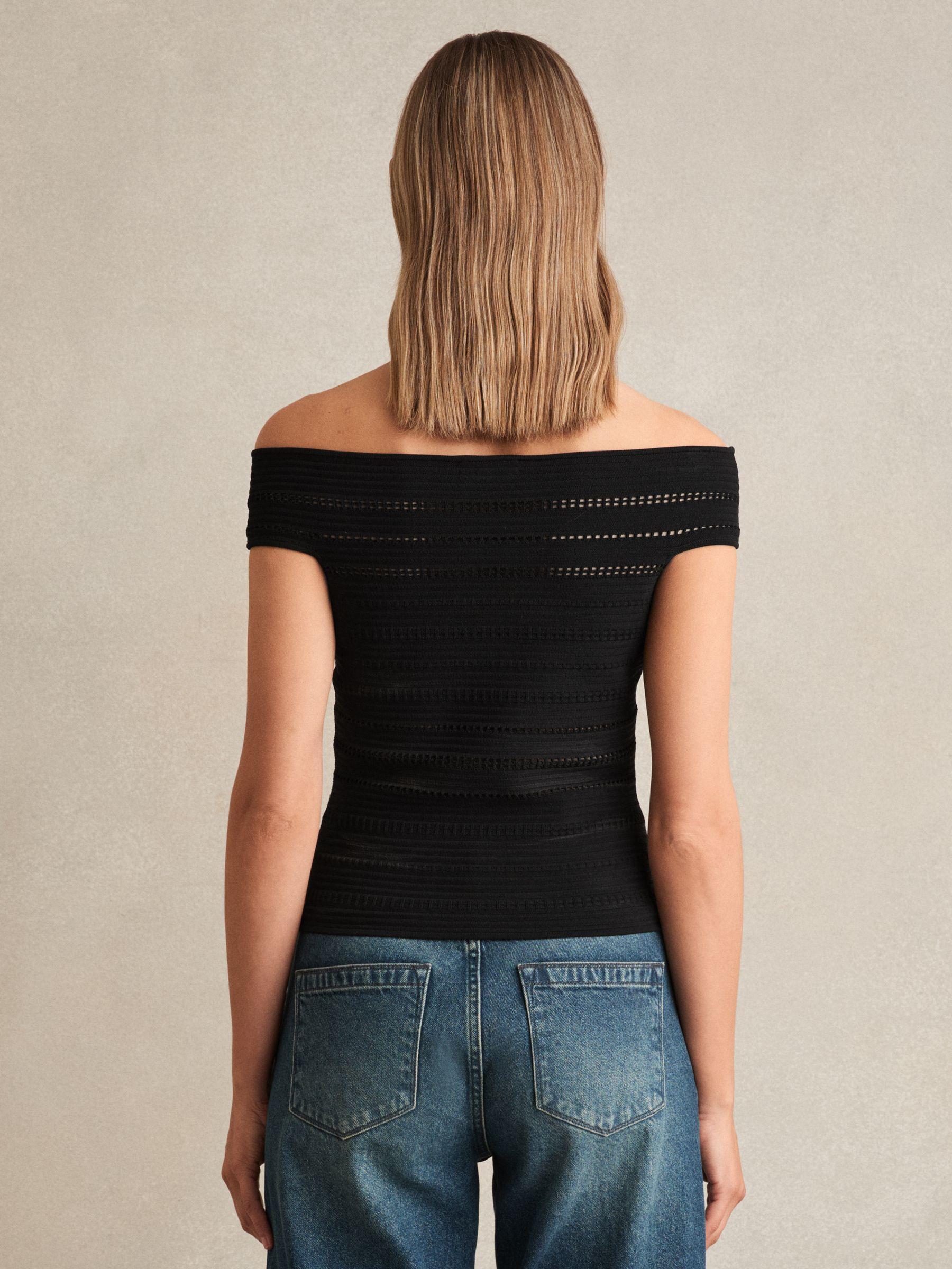 Bardot Open Knit Top in Black Product Image