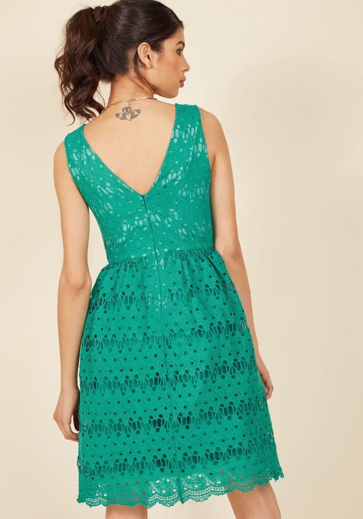 Stately Satisfaction Lace Dress in Jade Product Image