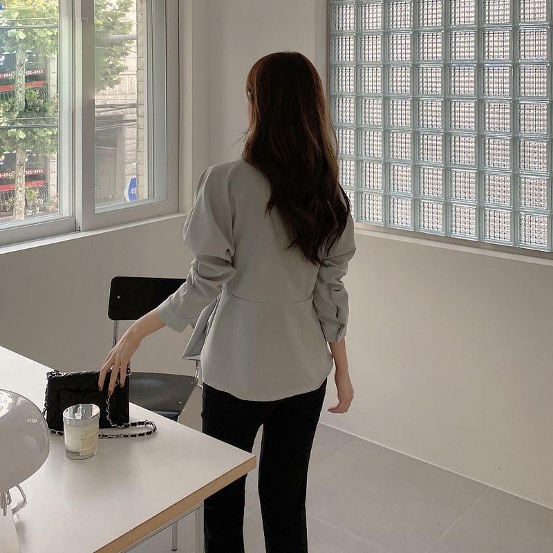 Long-Sleeve Asymmetrical Plain Shirt Product Image