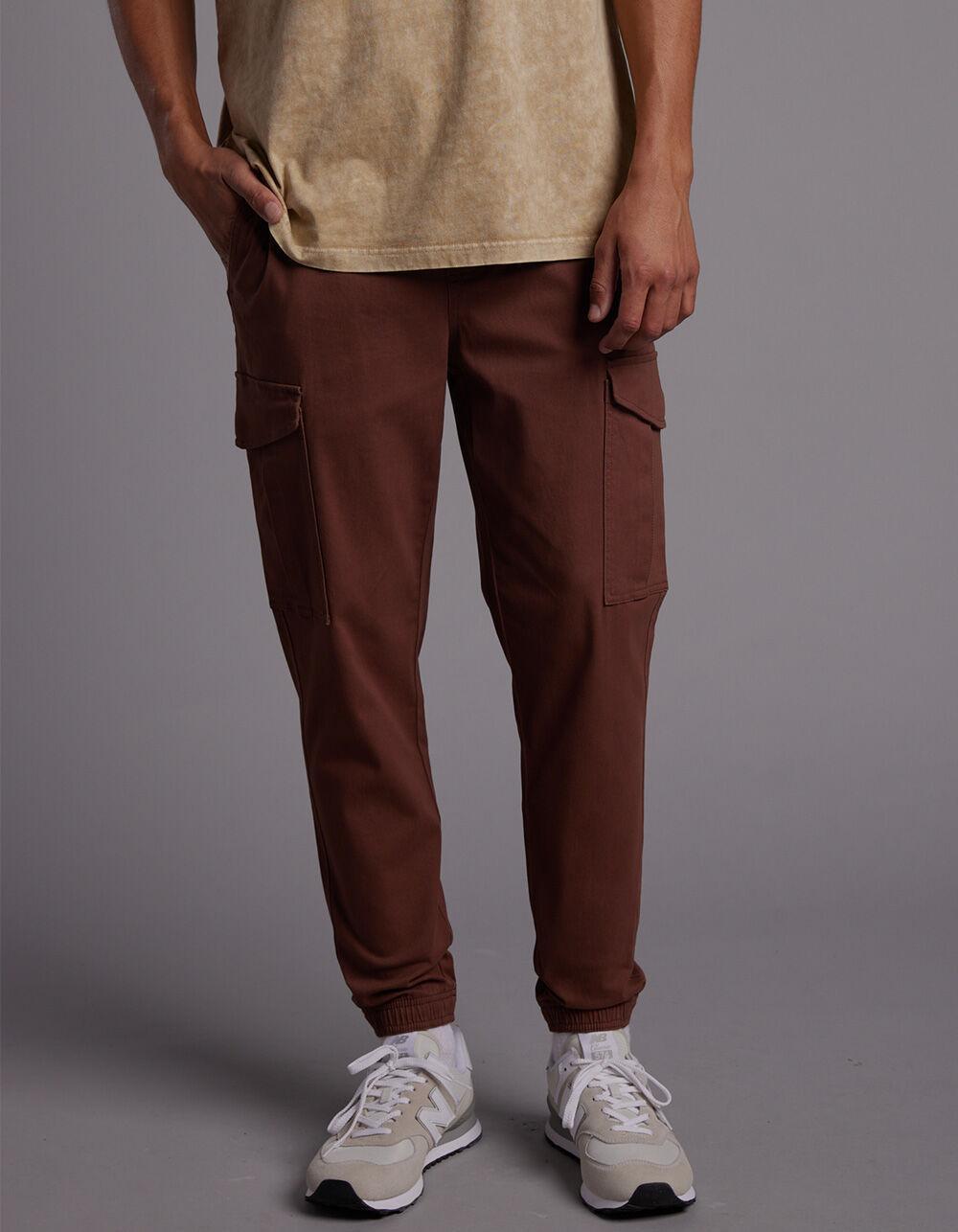 RSQ Mens Twill Cargo Jogger Pants - BROWN Product Image