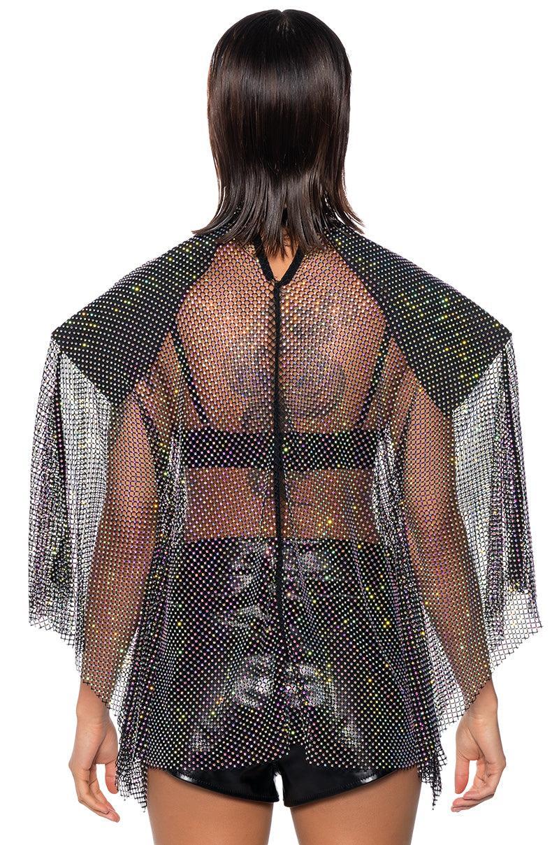 QUEEN OF THEM ALL EMBELLISHED MOCK NECK BLOUSE Product Image