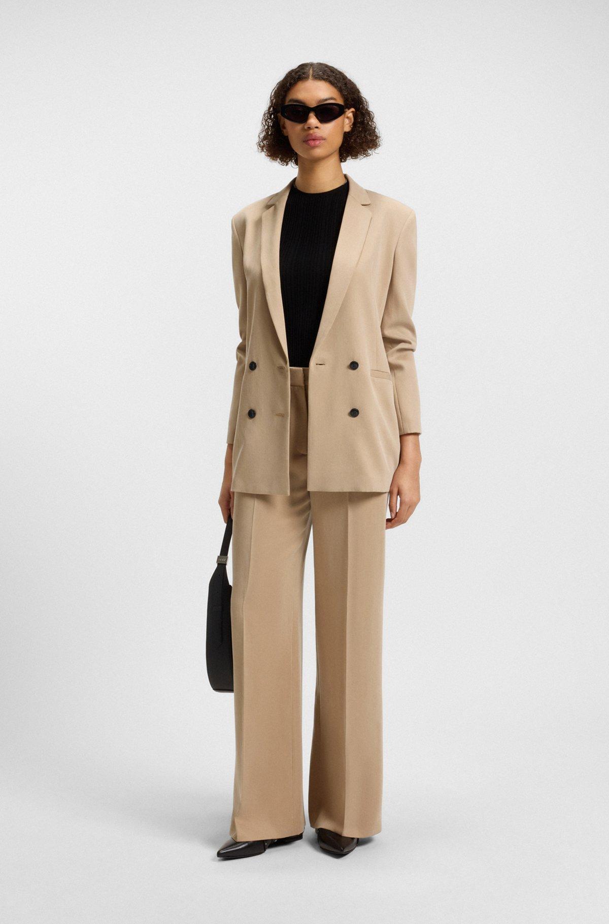 HUGO - Regular-fit trousers with wide leg - Light Beige Product Image