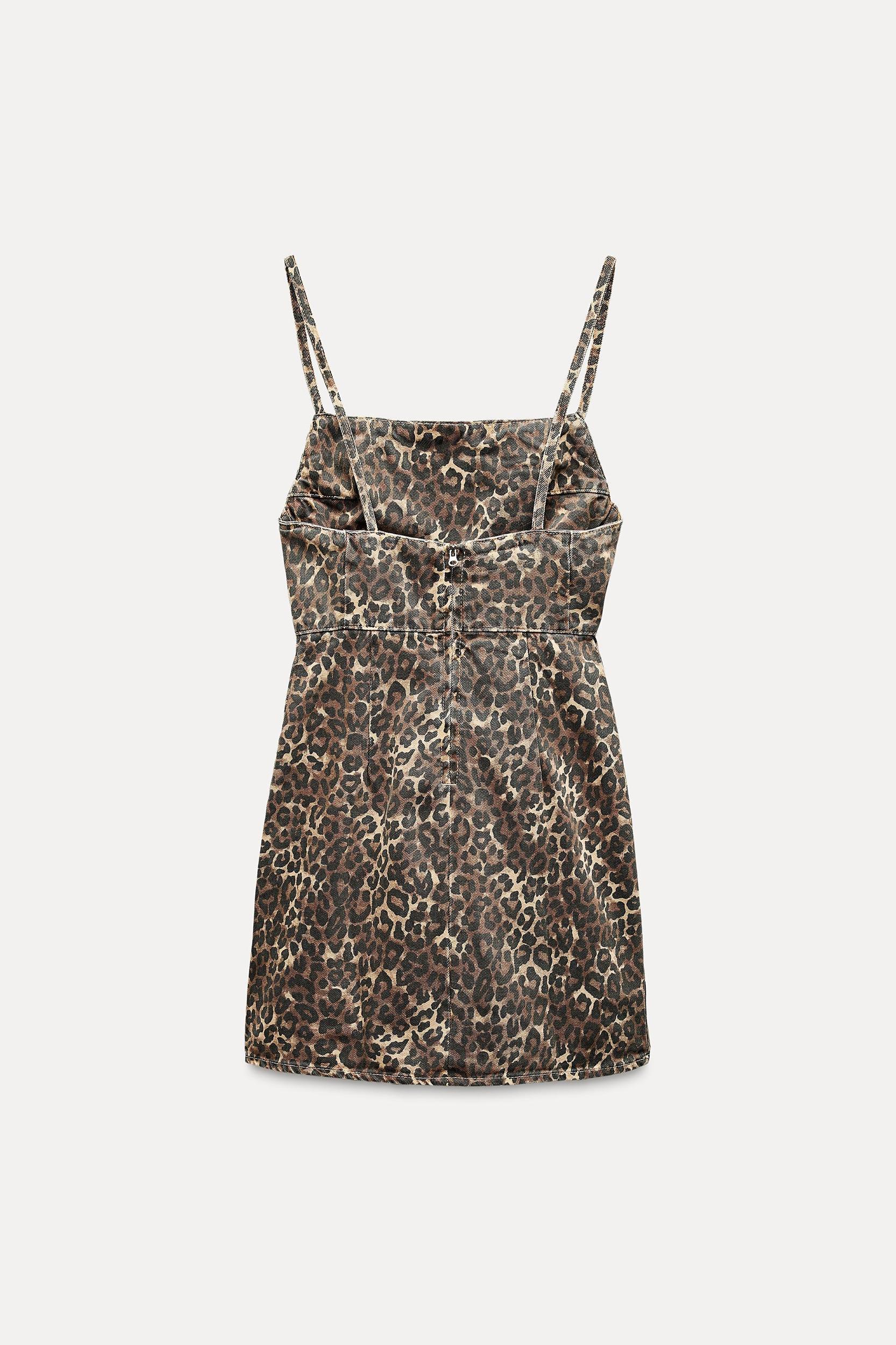 ANIMAL PRINT SHORT DENIM TRF DRESS Product Image
