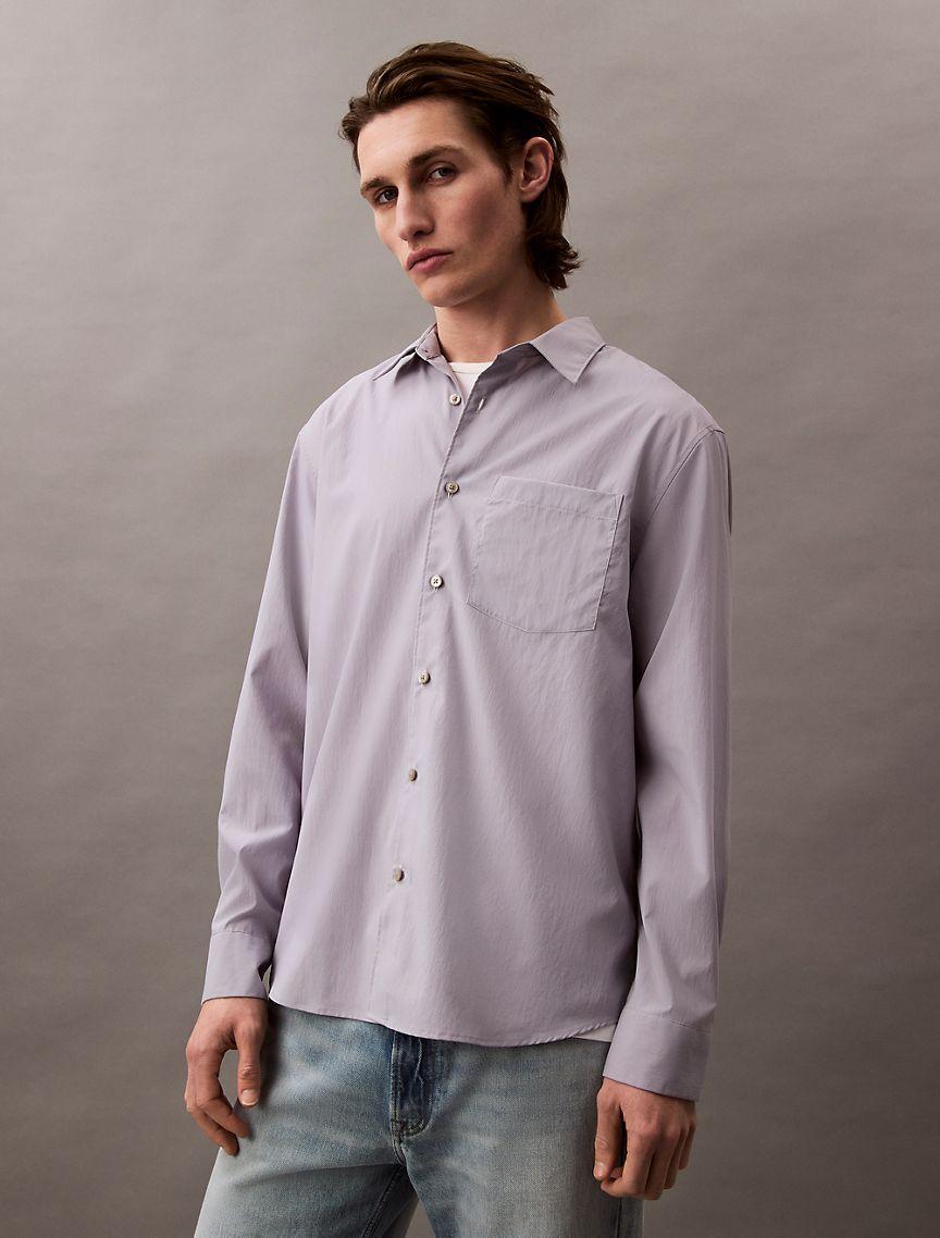 Calvin Klein Mens Tech Poplin Button-Down Shirt - Purple - S Product Image