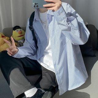 Long Sleeve Striped Button Up Shirt Product Image