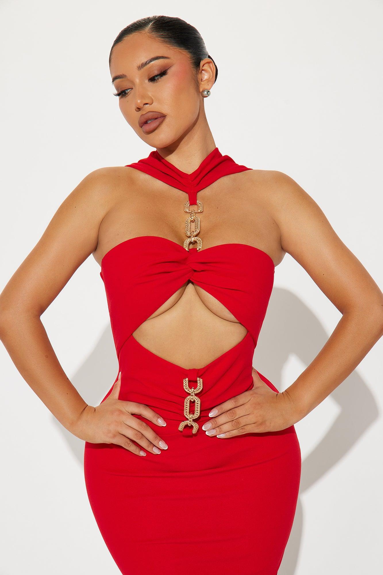 Love On Fire Midi Dress - Red Product Image