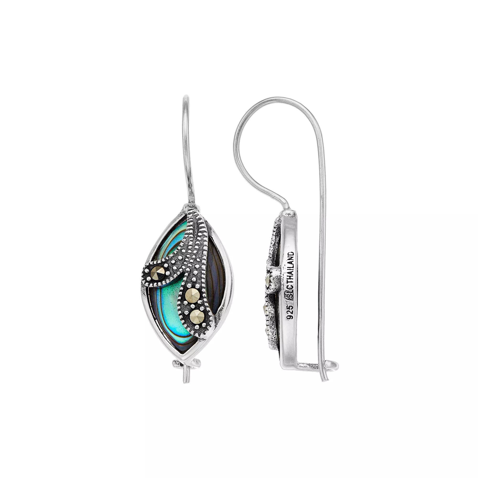 Tori Hill Sterling Silver Marcasaite & Abalone Drop Earrings, Women's Product Image