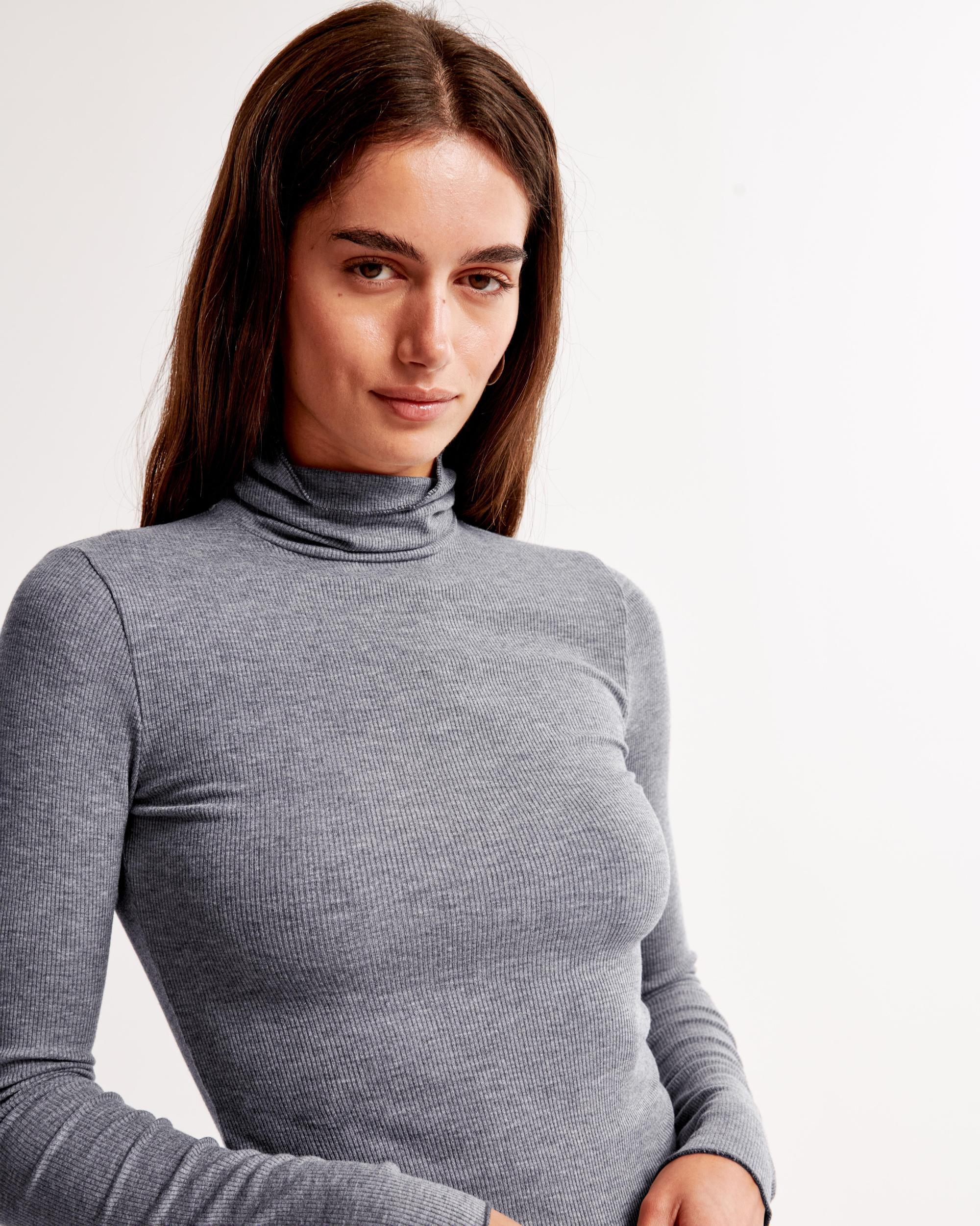 Long-Sleeve Featherweight Rib Tuckable Mockneck Top Product Image