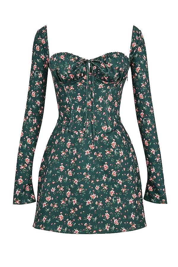 Malika Green Floral Corset Mini Dress Product Image