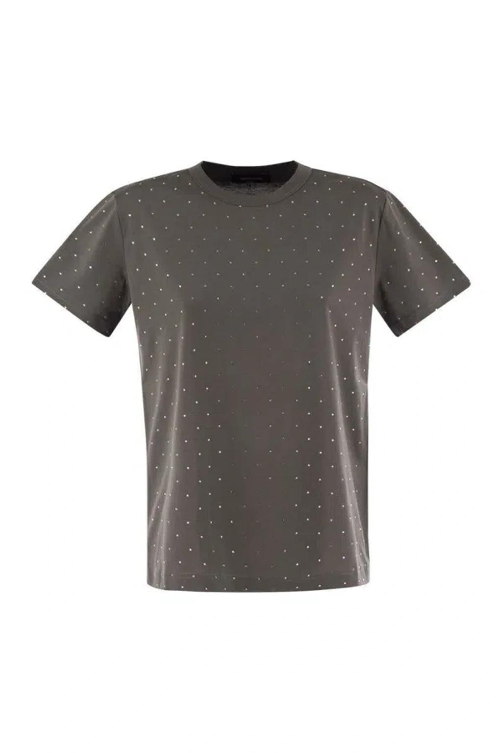 FABIANA FILIPPI Jersey T-shirt With All Over Embroidery In Grey Product Image