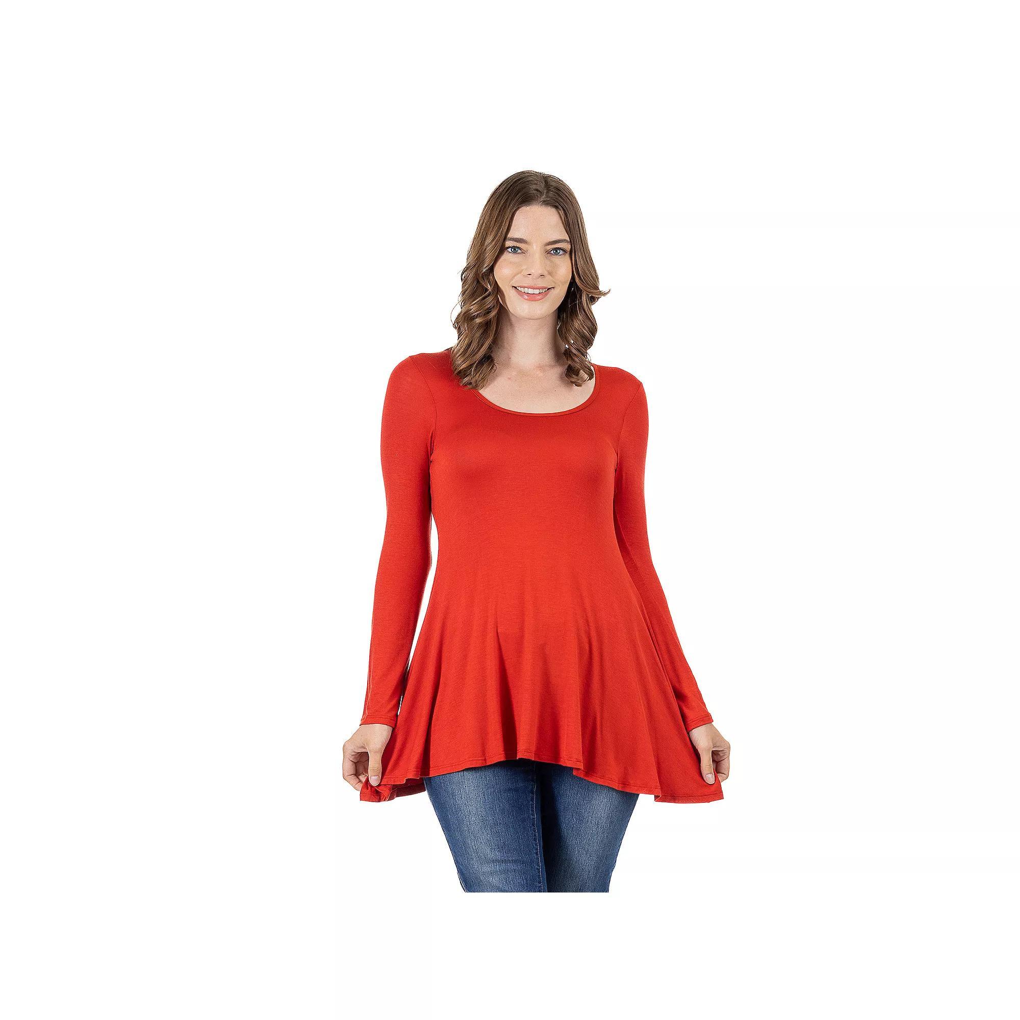 Womens 24Seven Comfort Apparel Swing Style Flared Tunic Top Purple Product Image