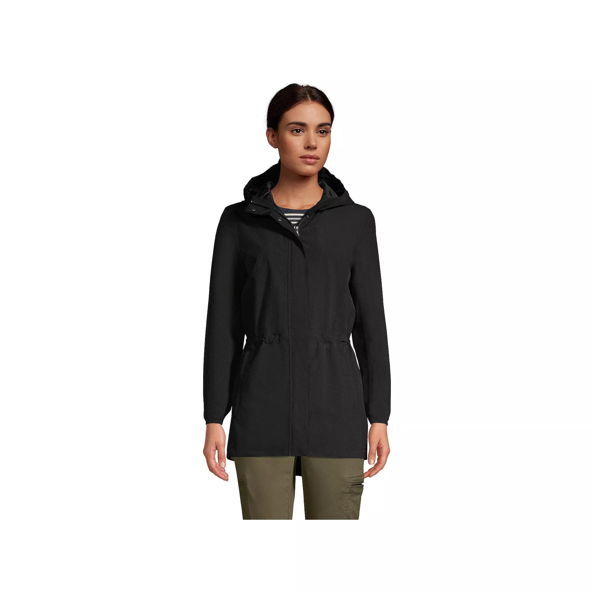 Petite Lands End Hooded Packable Raincoat, Womens Deep Blue Product Image