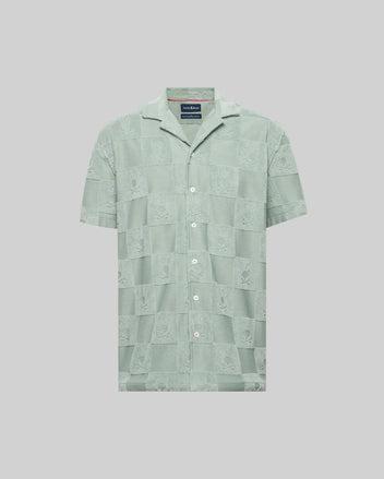 MENS KELVIN JACQUARD TOWEL CAMP COLLAR SHIRT - MT0300003 Product Image