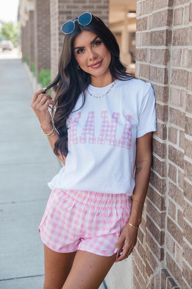 Mama Gingham White Comfort Colors Graphic Tee Product Image