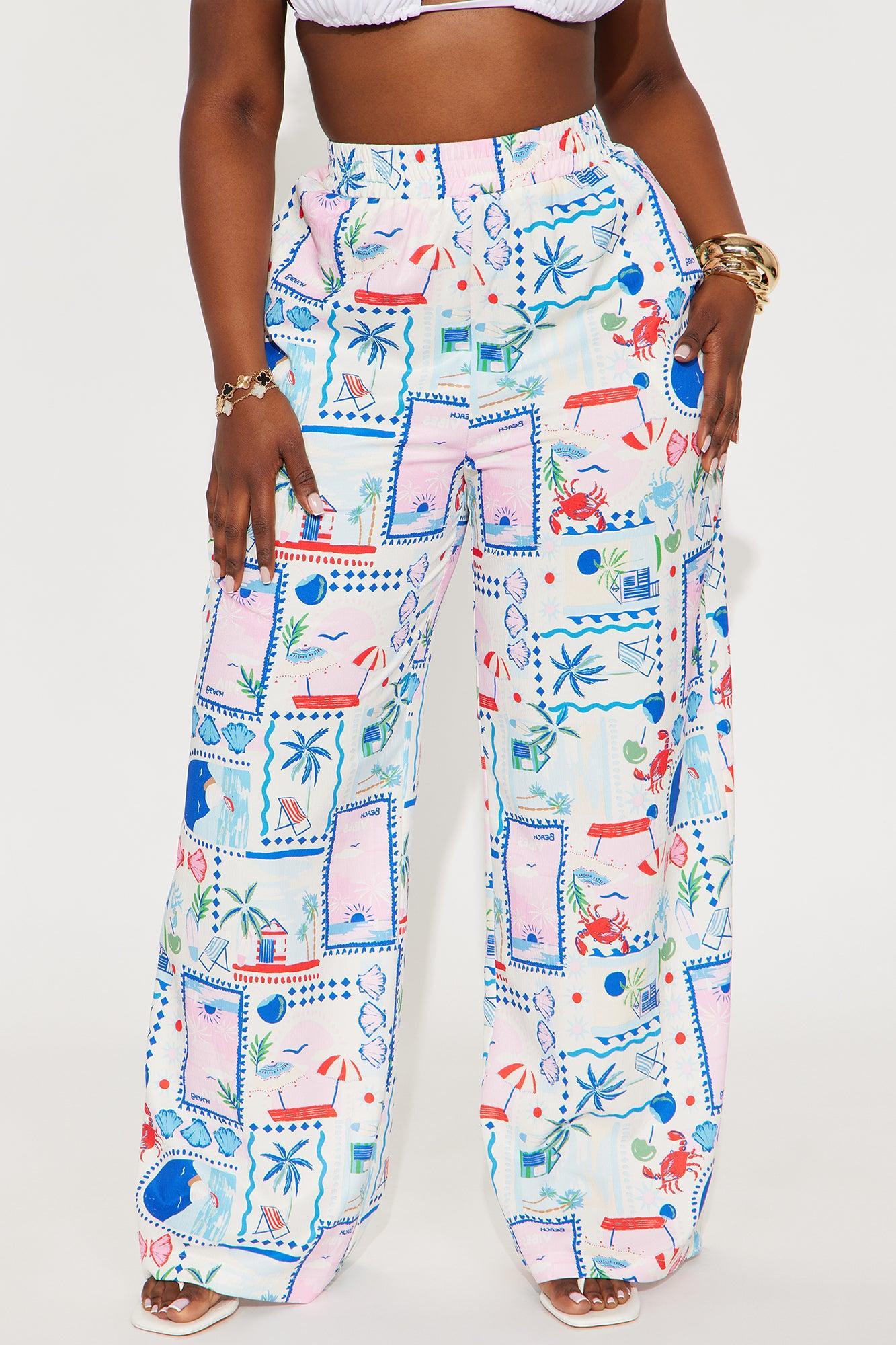 Only Beach Vibes Wide Leg Airflow Pant - White/combo Product Image