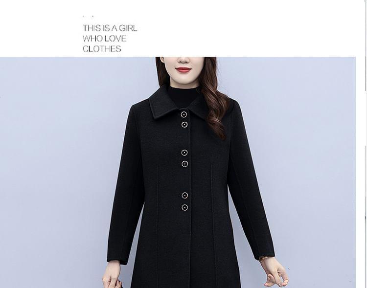 Collared Plain Button Coat Product Image