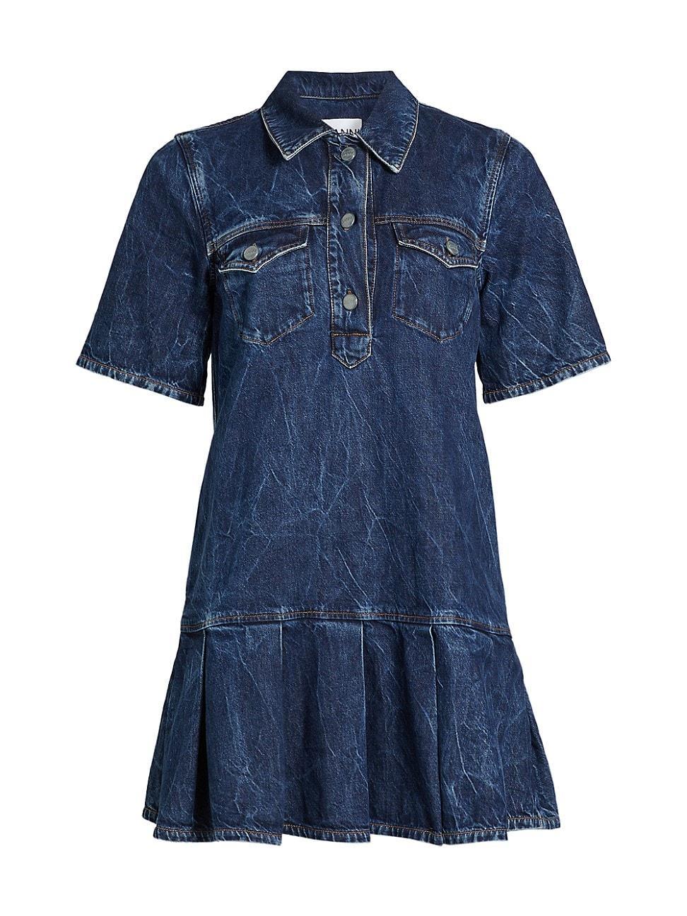 Womens Crinkled Denim Minidress Product Image