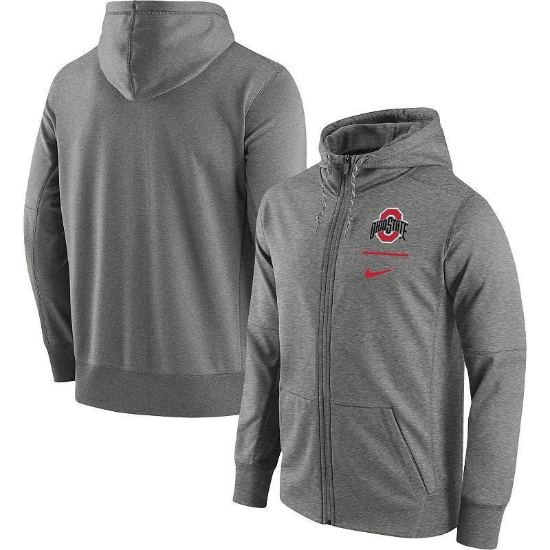 Men's Nike Heathered Gray Alabama Crimson Tide Throwback Primary Logo Stack Performance Full-Zip Hoodie, Size: XL, Grey Product Image