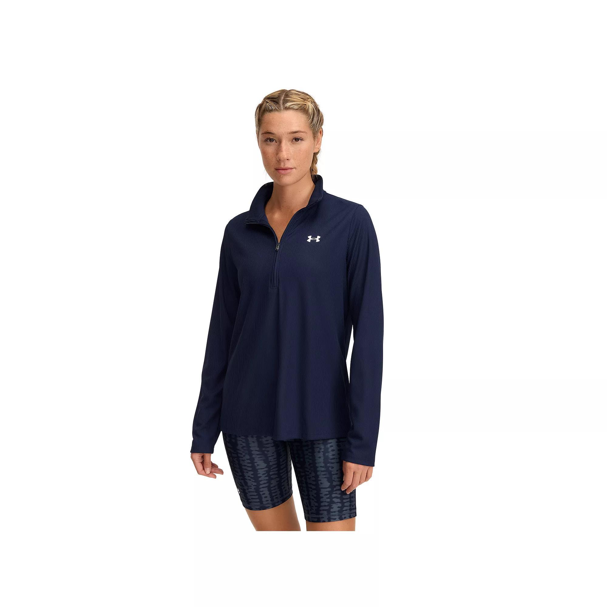 Women's Under Armour Tech™ Rib Half-Zip Pullover, Size: Small, Black Navy Product Image