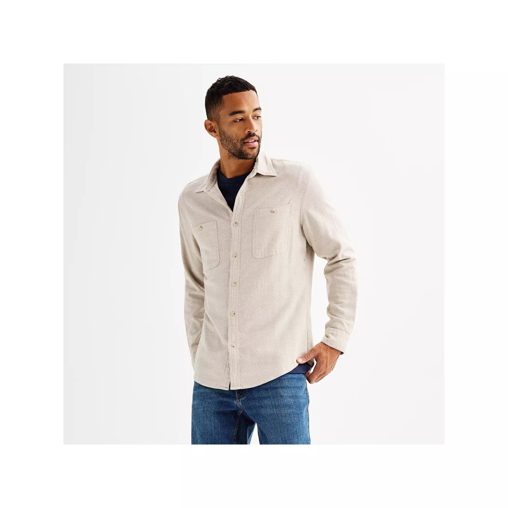 Men's Sonoma Goods For Life® Supersoft Flannel Button-Down Shirt, Size: Large, Purple Product Image