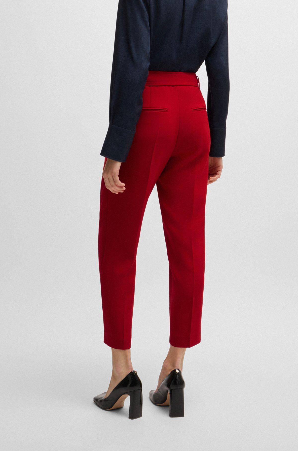 Regular-fit cropped trousers in crease-resistant crepe Product Image