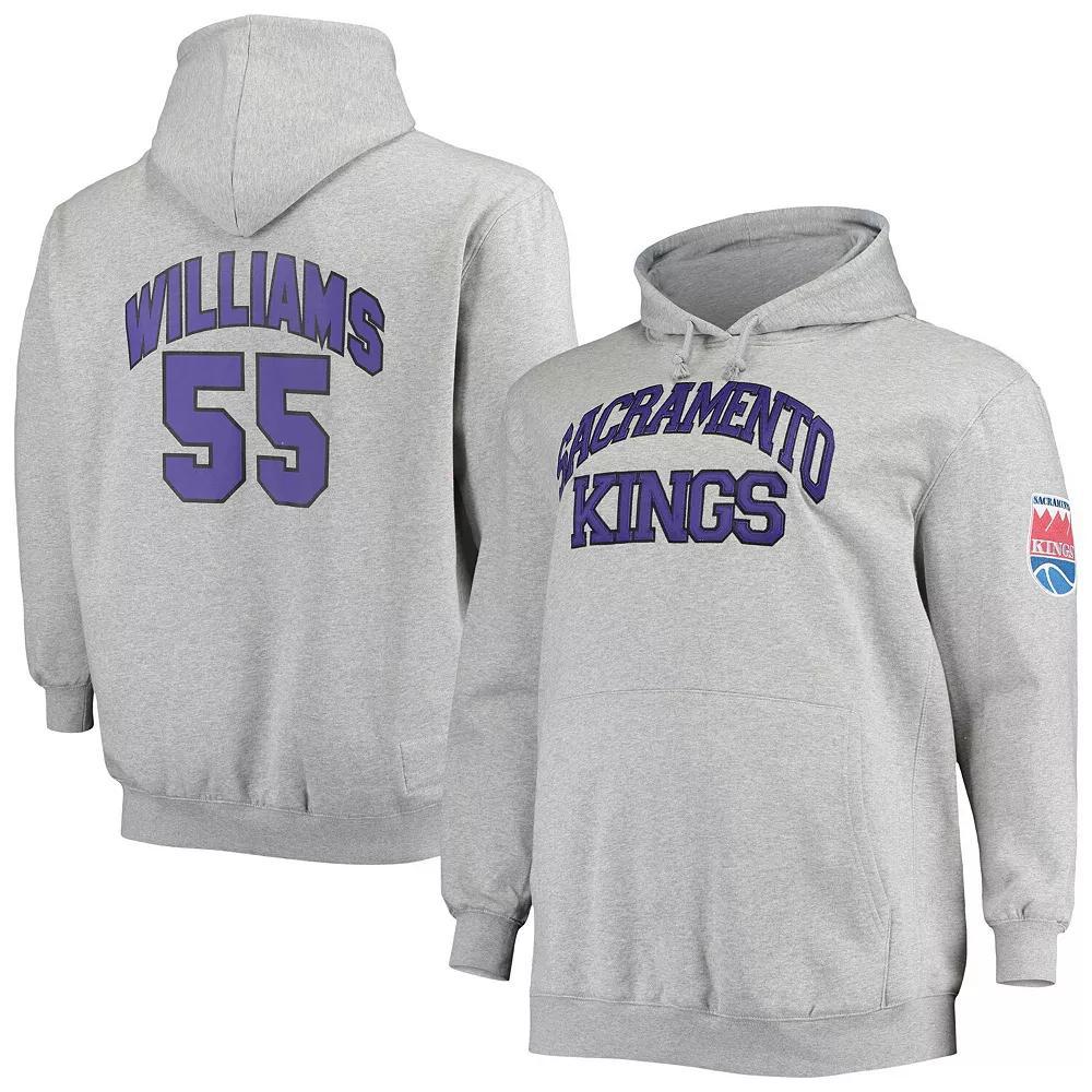 Men's Mitchell & Ness Jason Williams Heathered Gray Sacramento Kings Big & Tall Name & Number Pullover Hoodie, Size: 4XLT, Kng Grey Product Image