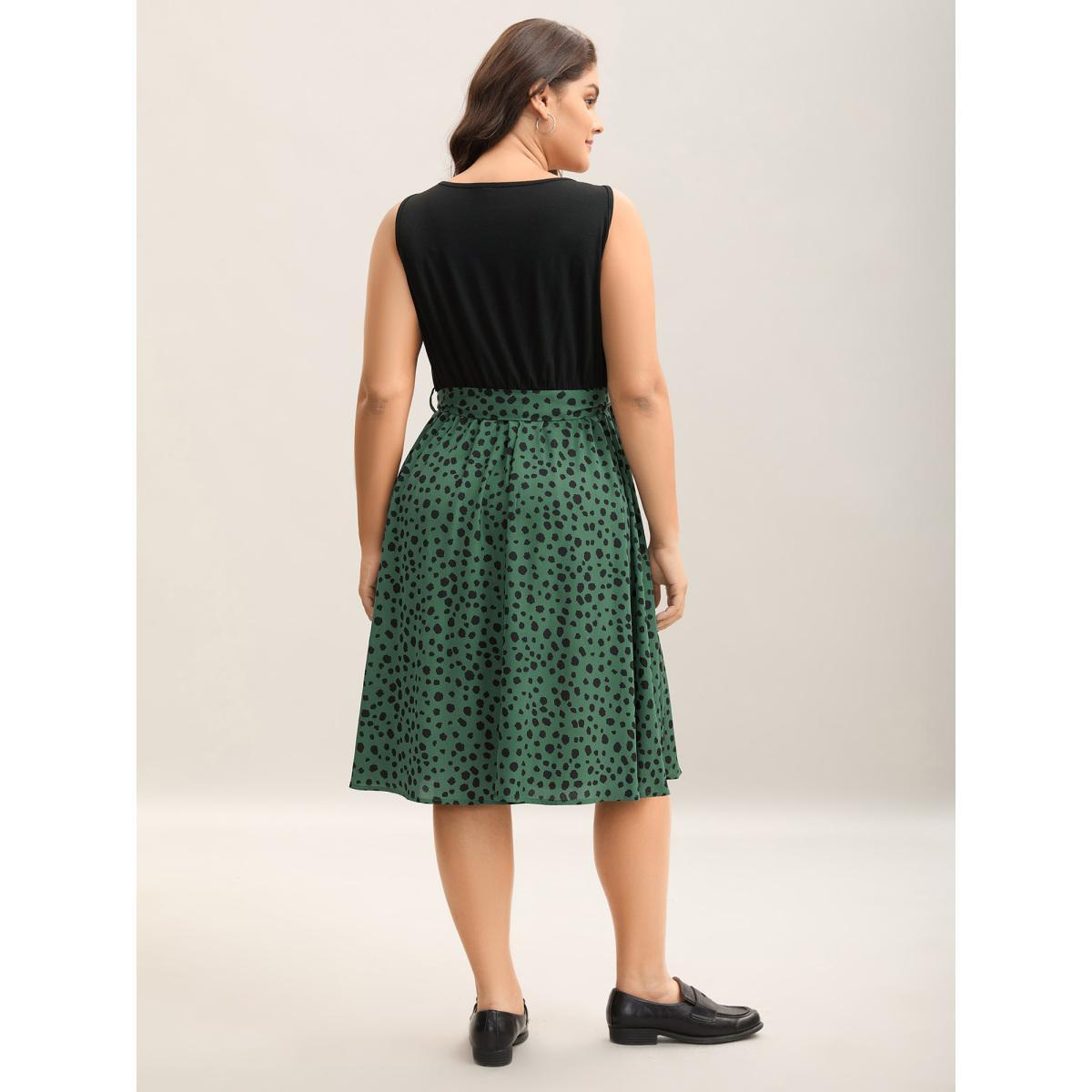 Plus Size Supersoft Leopard Belted Print Midi Dress Black Women Casual Belted U-neck Sleeveless Curvy BloomChic 10/M Product Image