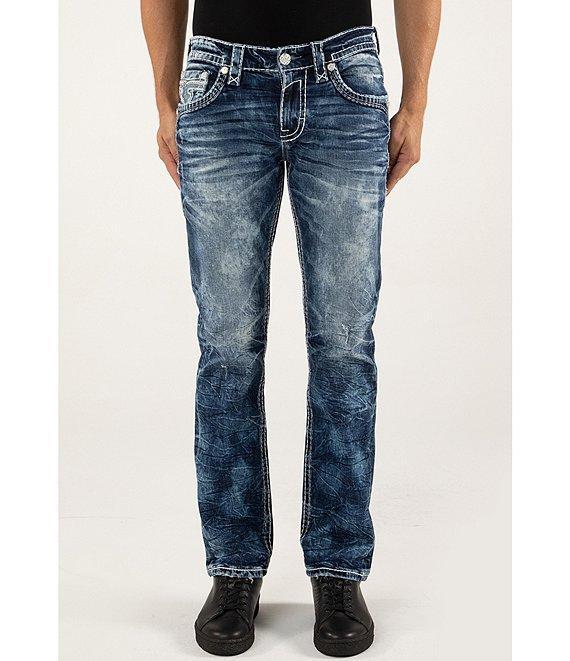 Rock Revival Maurice Inverted-Fleur-De-Lis Pocketed Straight Leg Jeans Product Image