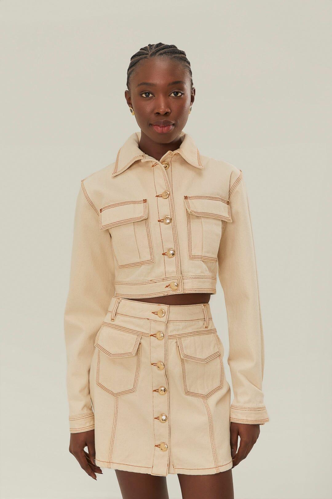 Off-White Gabardine Cropped Jacket, OFF-WHITE / L Product Image