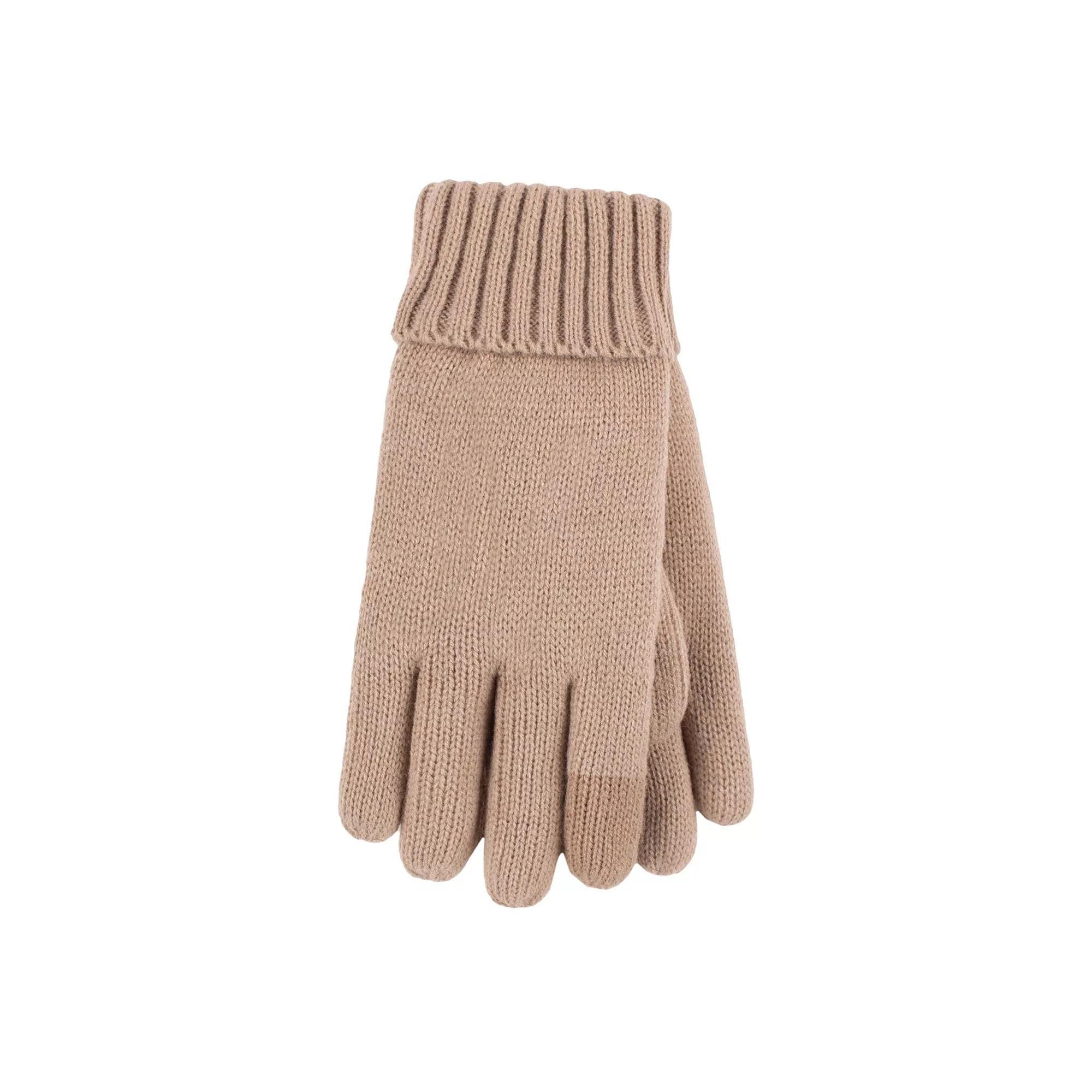 Women's Heat Holders Heatweaver Flat Knit Touchscreen Gloves, Size: Large-XL, Beige Product Image