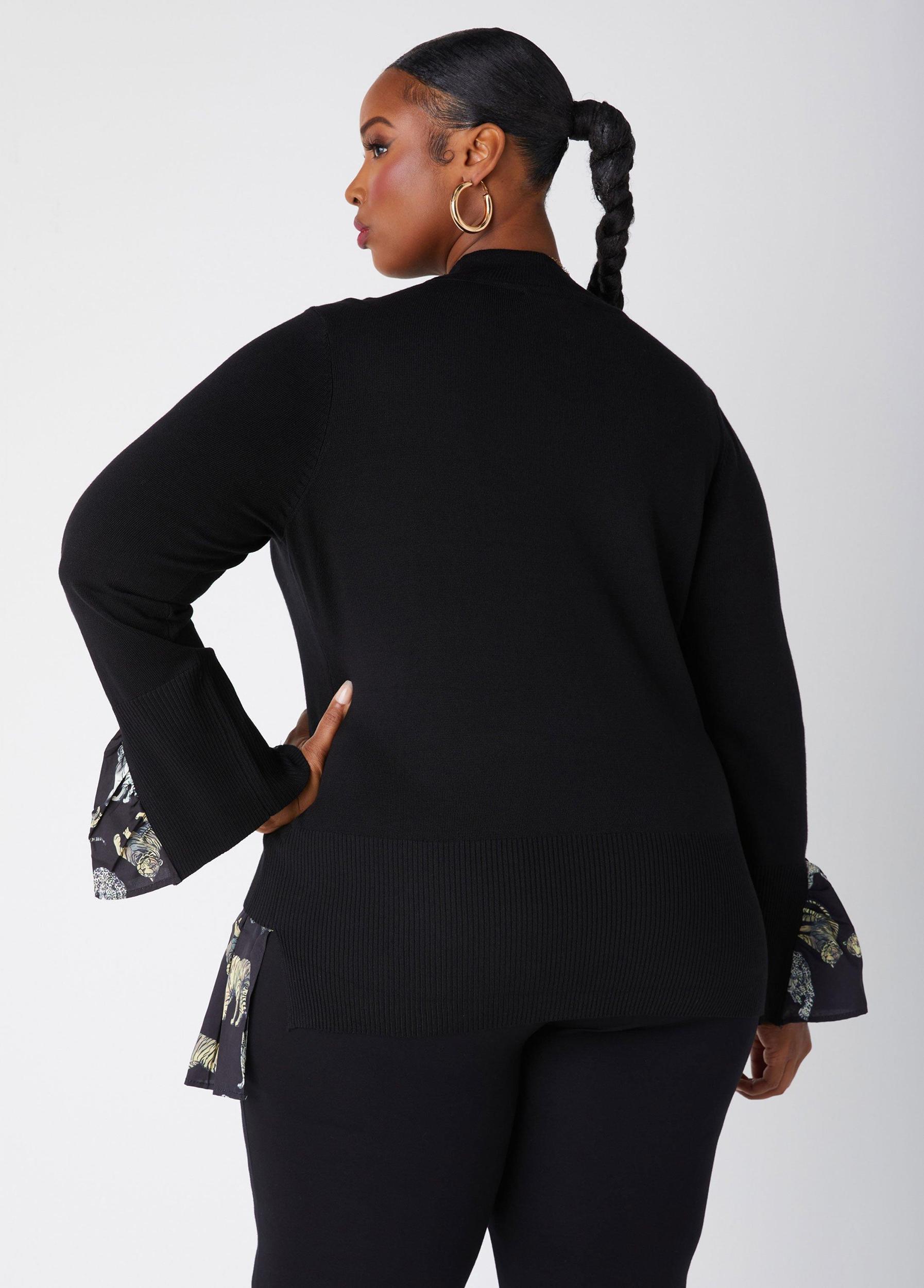 Animal Print Paneled Sweater Product Image