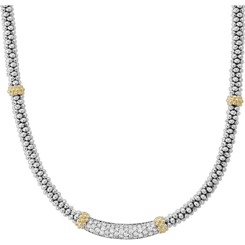 LAGOS 18k Gold And Sterling Silver Diamond Lux Station Necklace, 16 In Silver/diamond Product Image