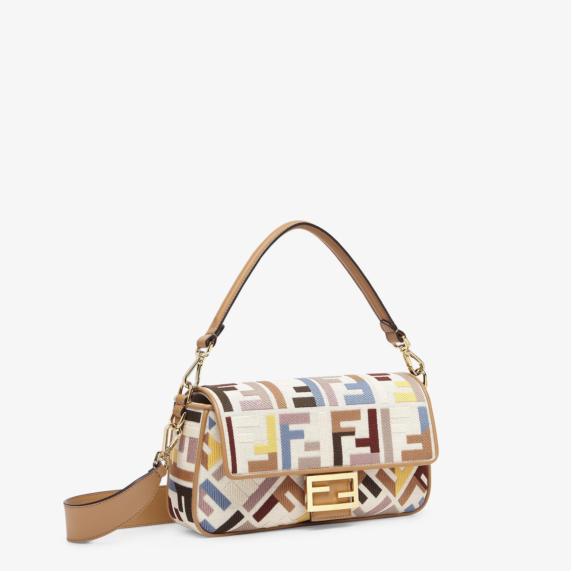BaguetteMulticolor canvas bag with FF embroidery Product Image