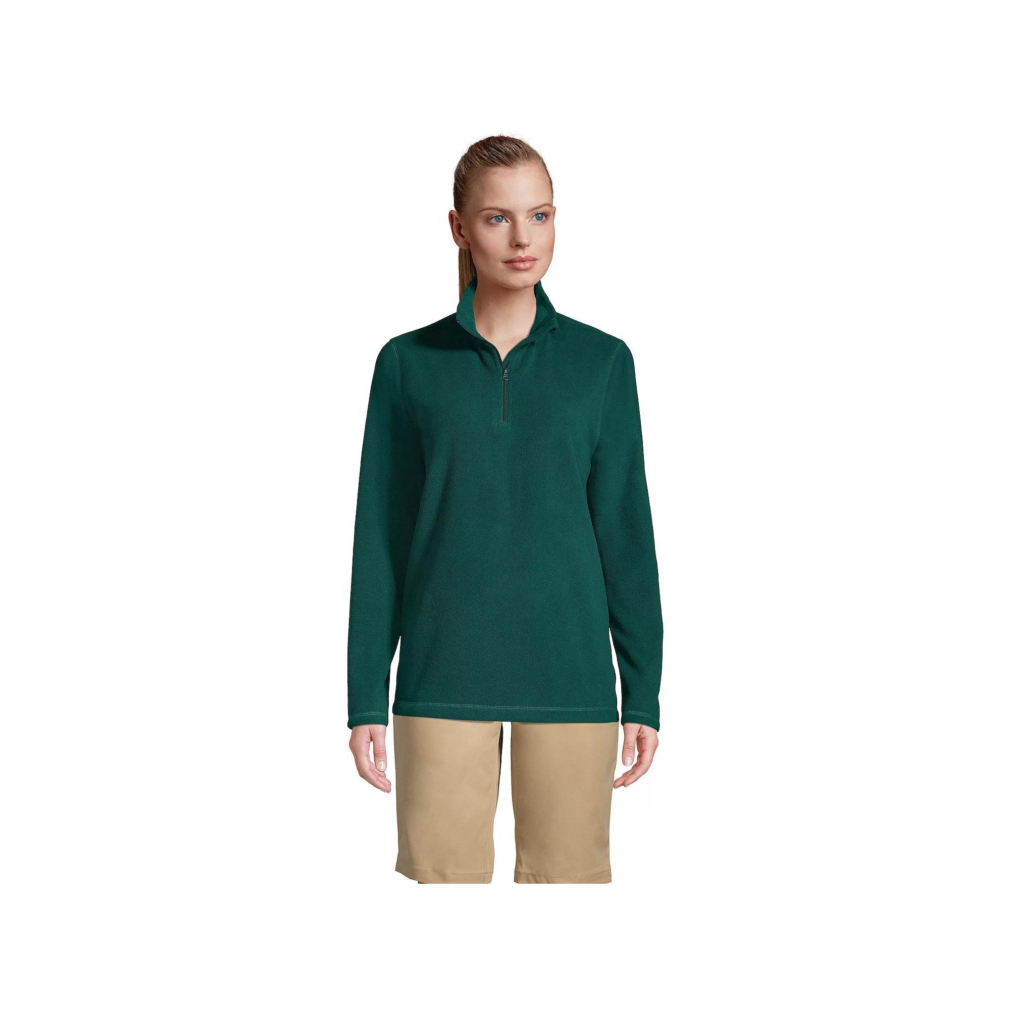 Women's Lands' End Lightweight Fleece Quarter Zip Pullover, Size: Medium, Red Product Image