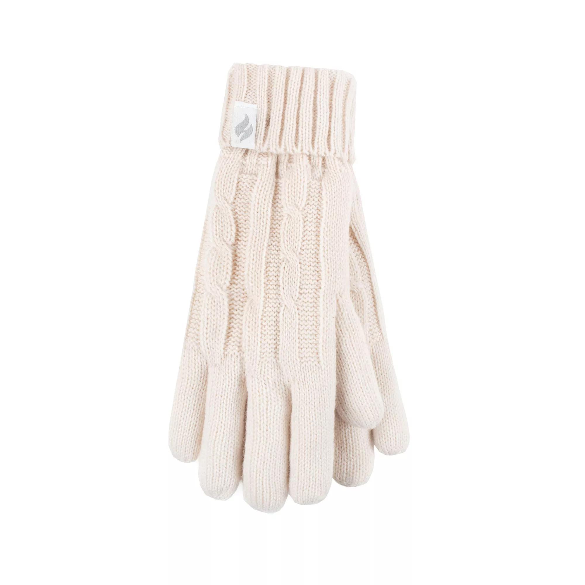 Women's Heat Holders Heatweaver Lined Cable Knit Gloves, Size: Small-Medium, Buttercream Product Image