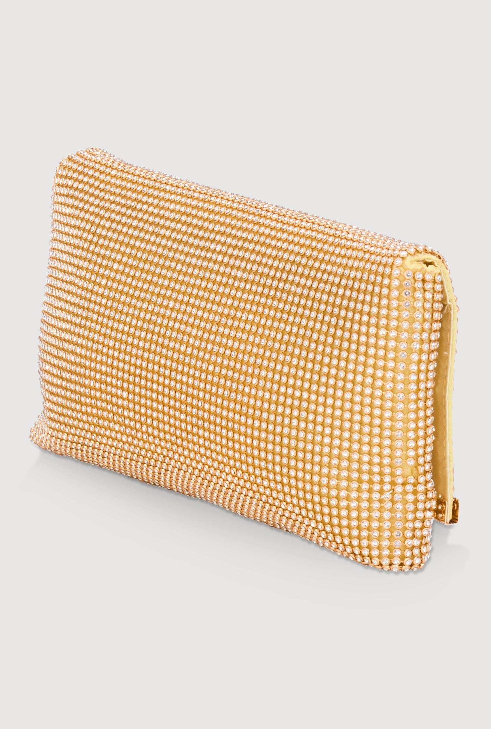 Rhinestone Studded Satin Fold Over Clutch Female Product Image