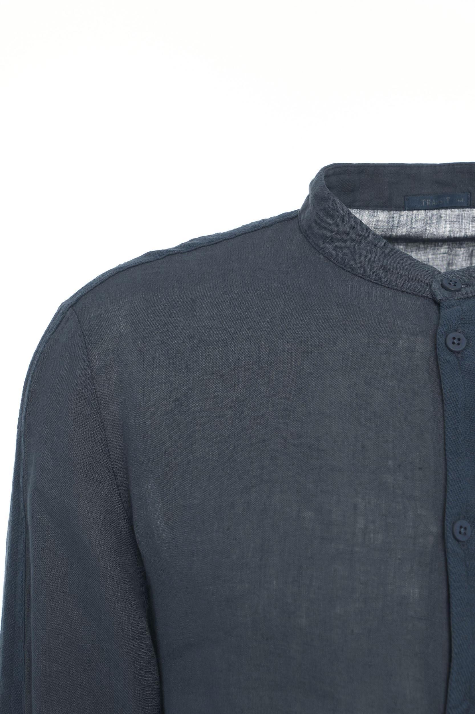 Linen shirt with mandarin collar Product Image