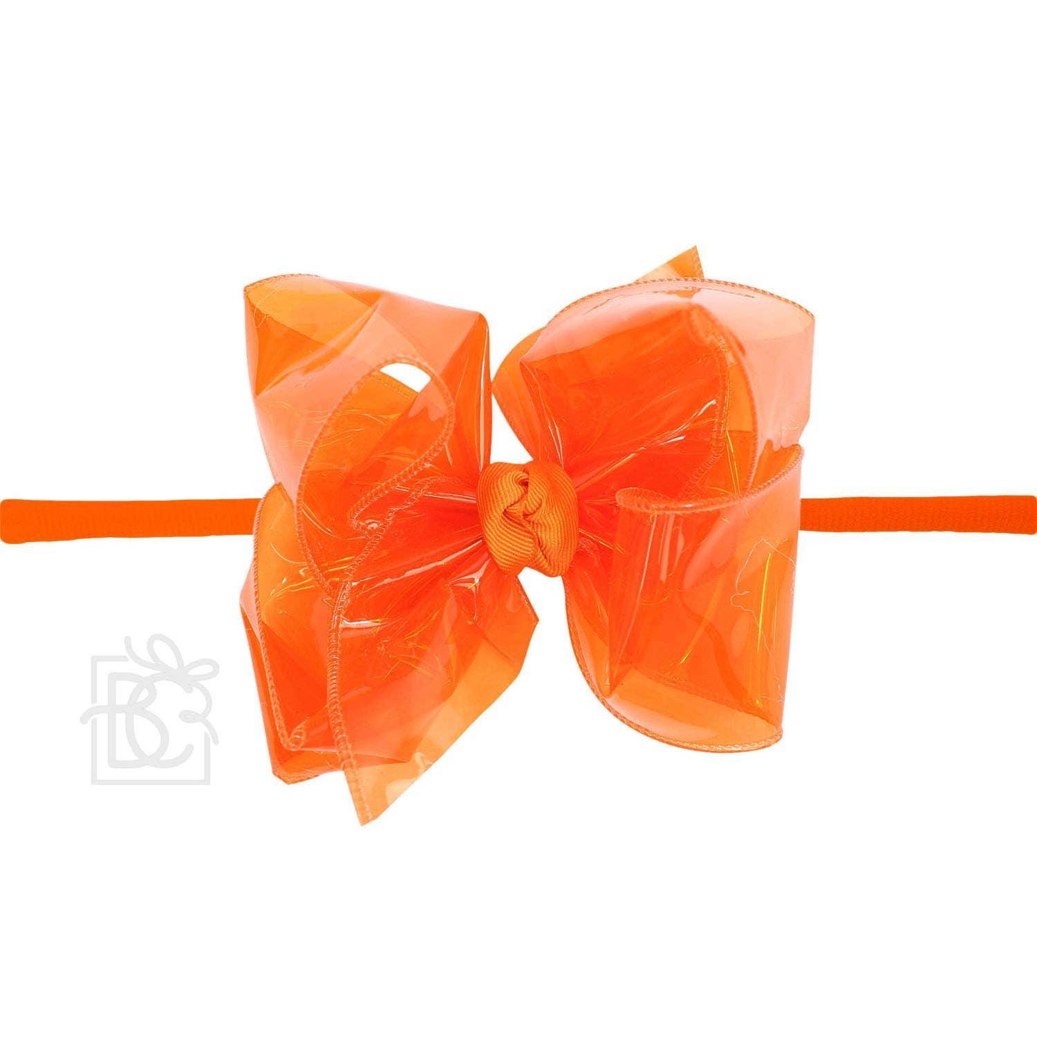 1/4" PANTYHOSE HEADBAND W/WATERPROOF BOW: 5.5" Huge - 2.5" Ribbon / AQUA Product Image