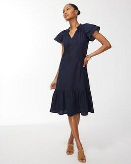 Tiered Flutter Sleeve Midi Dress Product Image