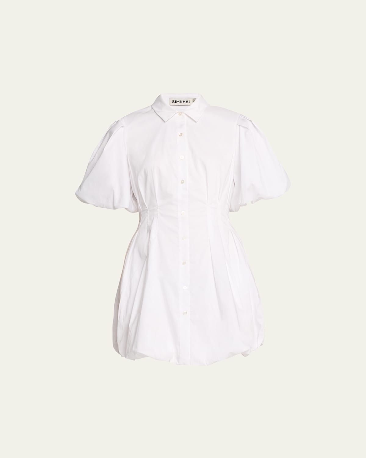 Cleo Polin Balloon-Sleeve Pleated Mini Dress Product Image