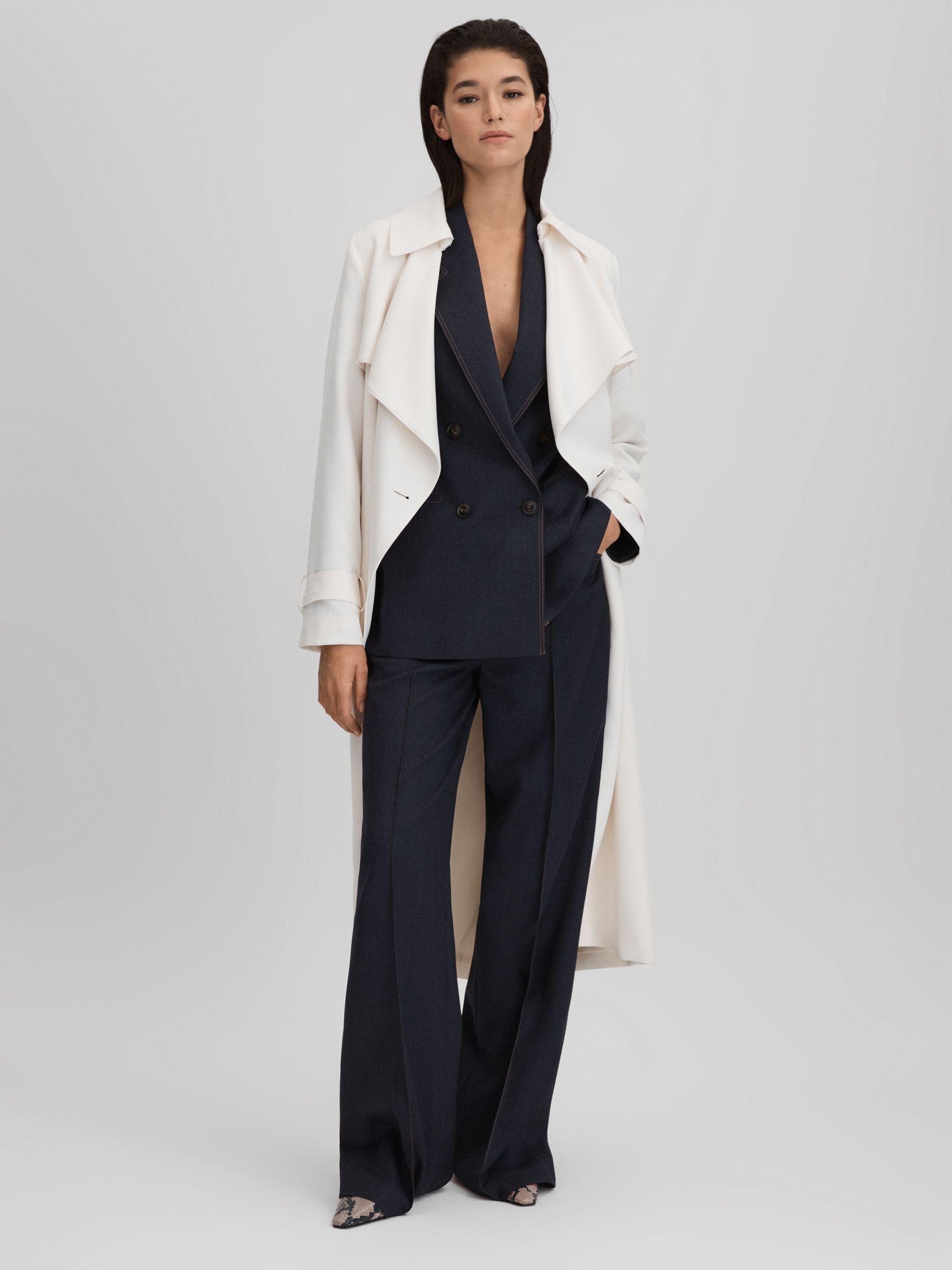 Wool Blend Denim Look Suit Blazer in Navy Product Image