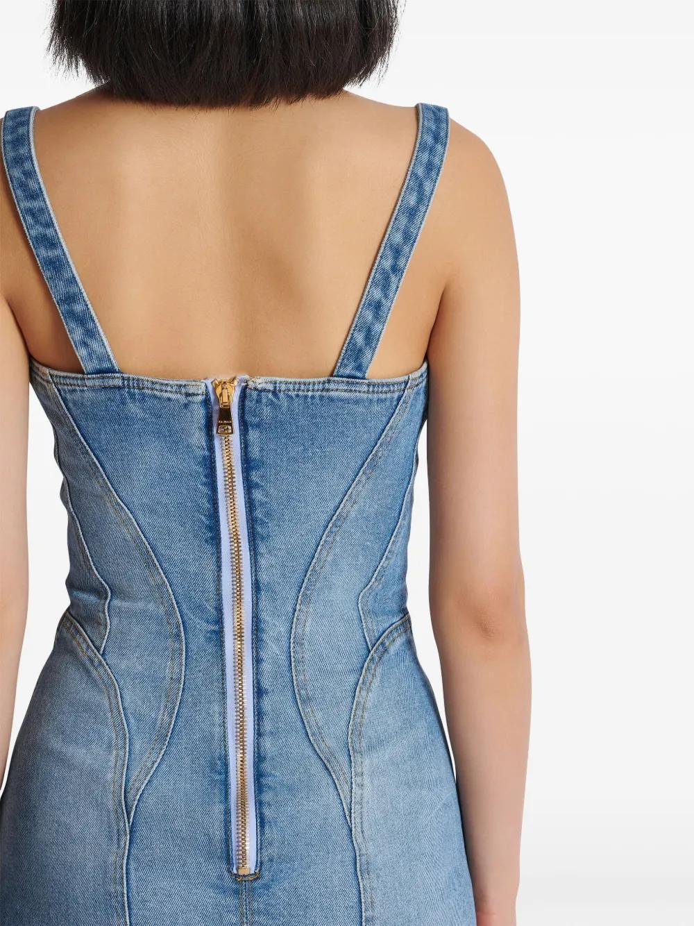 button-embellished denim minidress Product Image