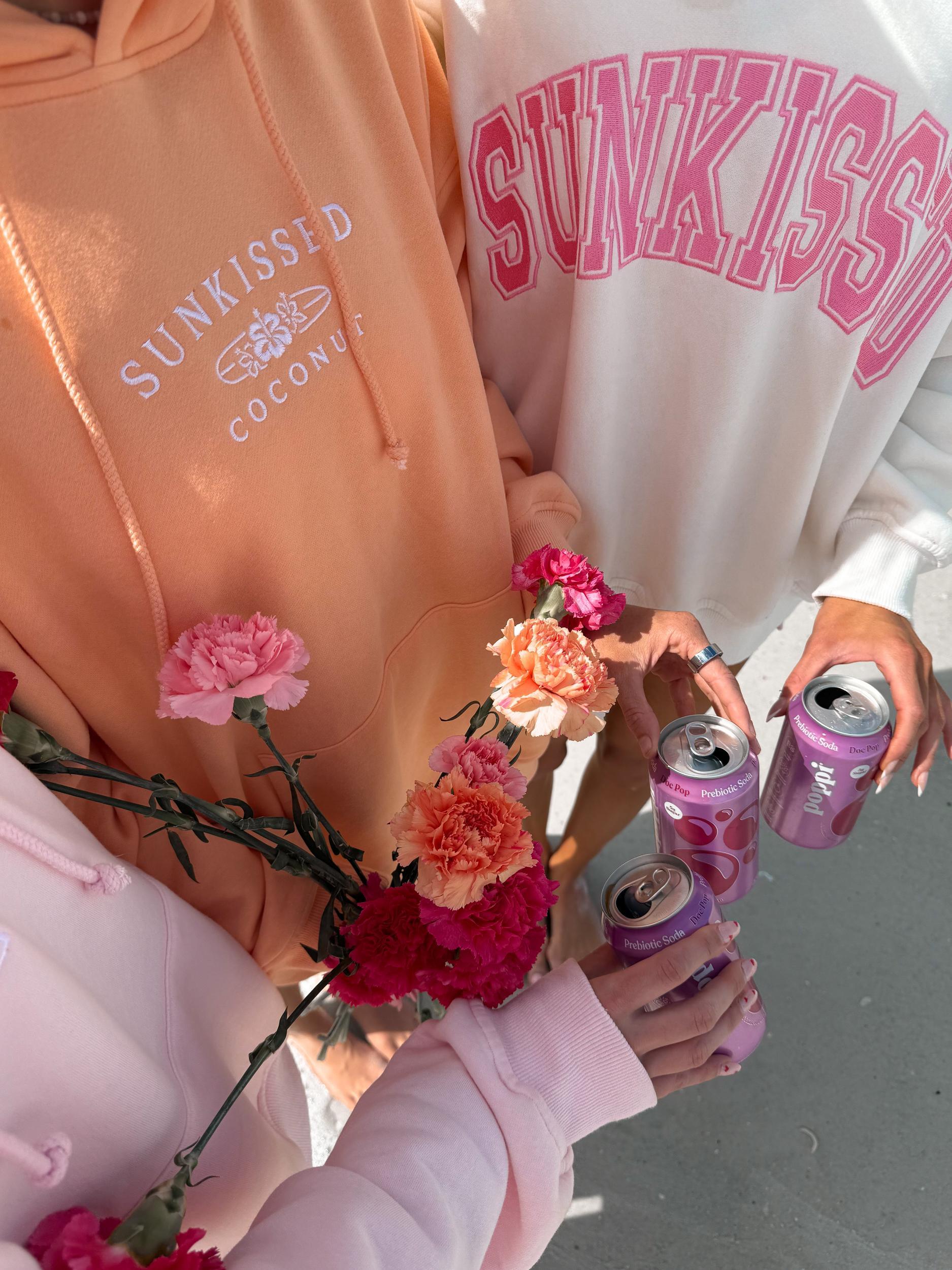 Sherbet Orange Sunkissedcoconut Logo Embroider Hoodie Girls Product Image