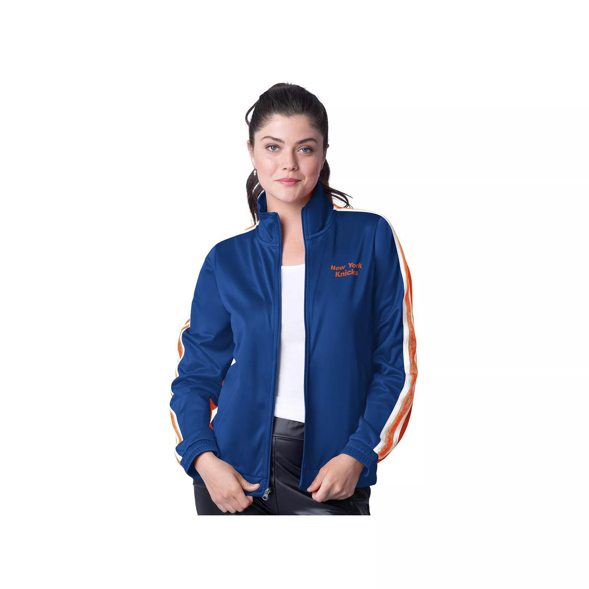 Women's G-III 4Her by Carl Banks Blue/Orange New York Knicks Rebel Sequin Bling Full-Zip Track Jacket, Size: 2XL Product Image