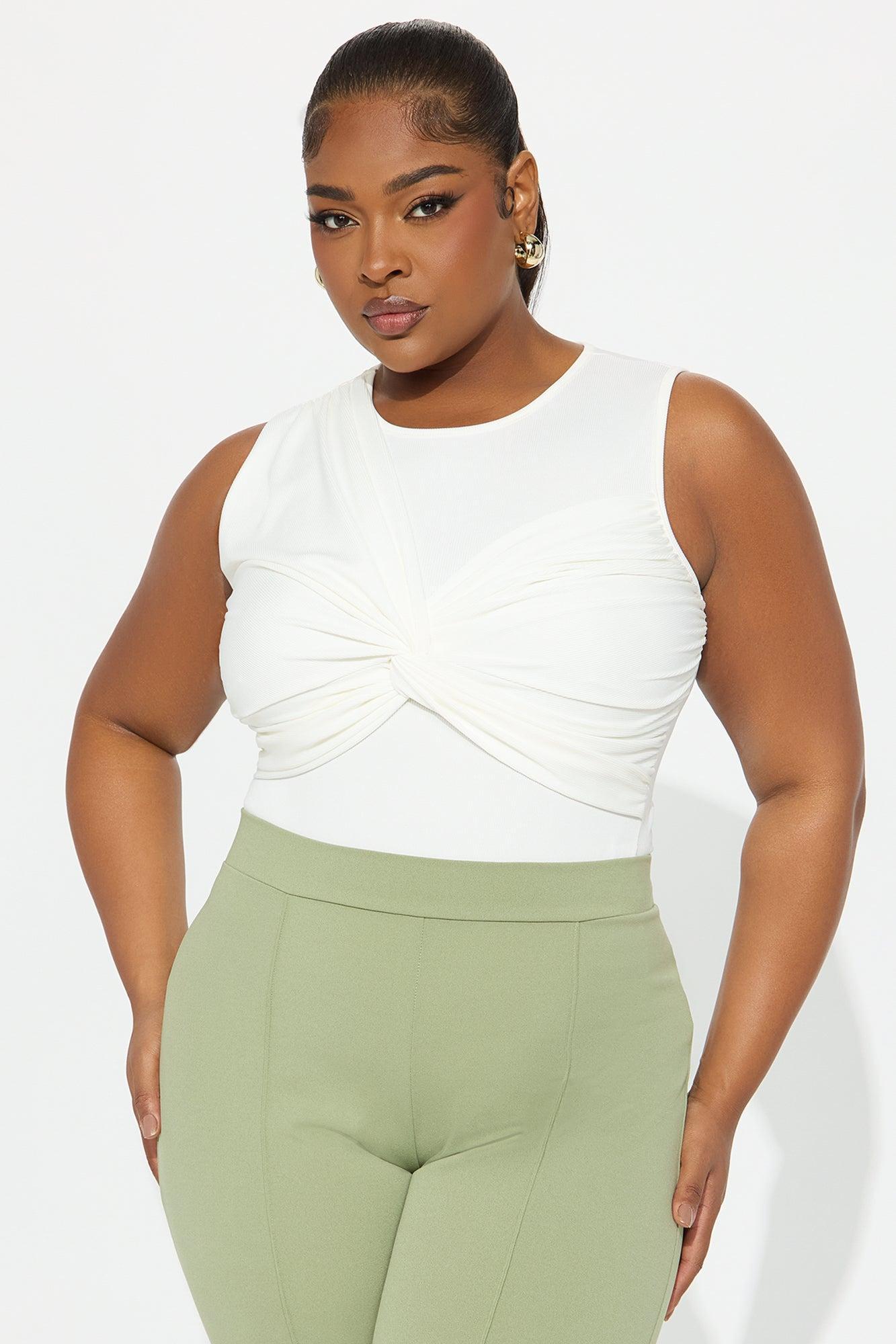 With A Twist Ribbed Bodysuit - Ivory Product Image