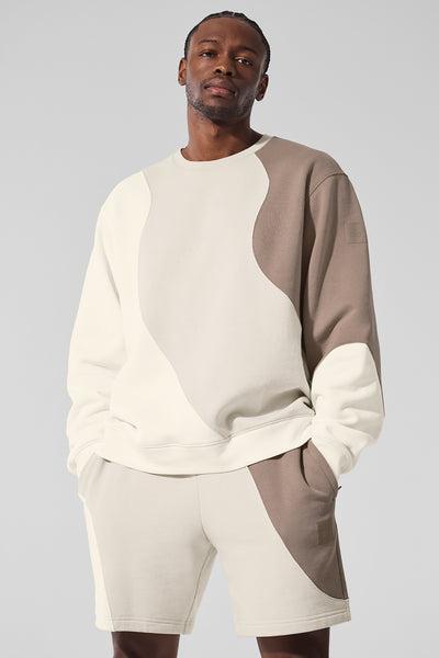 Make Waves Crew Neck Pullover - Ivory/Bone/Gravel Product Image