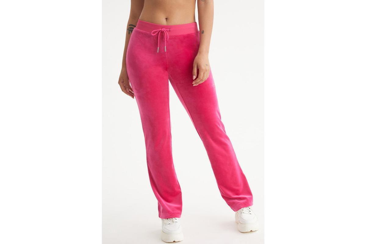 Juicy Couture Solid Rib Waist Velour Pant W/Drawcord (Plum) Women's Clothing Product Image